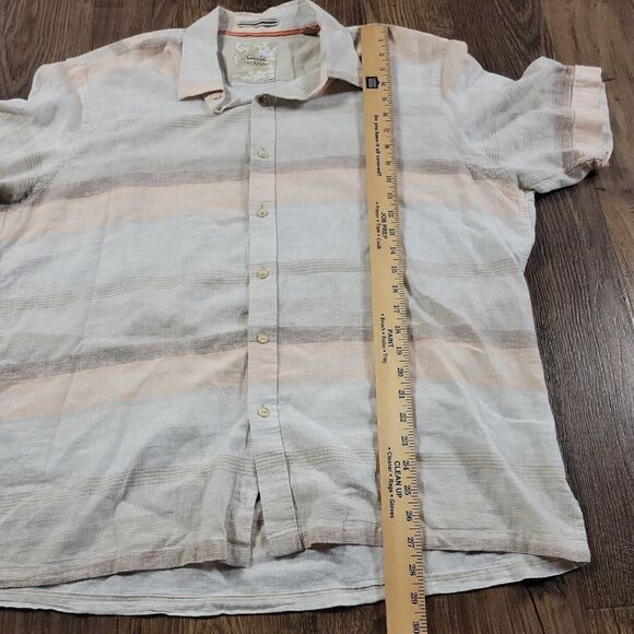 Tasso Elba Island Shirt Mens XL Linen Blend Striped Multicolor Short Sleeve - Picture 5 of 7